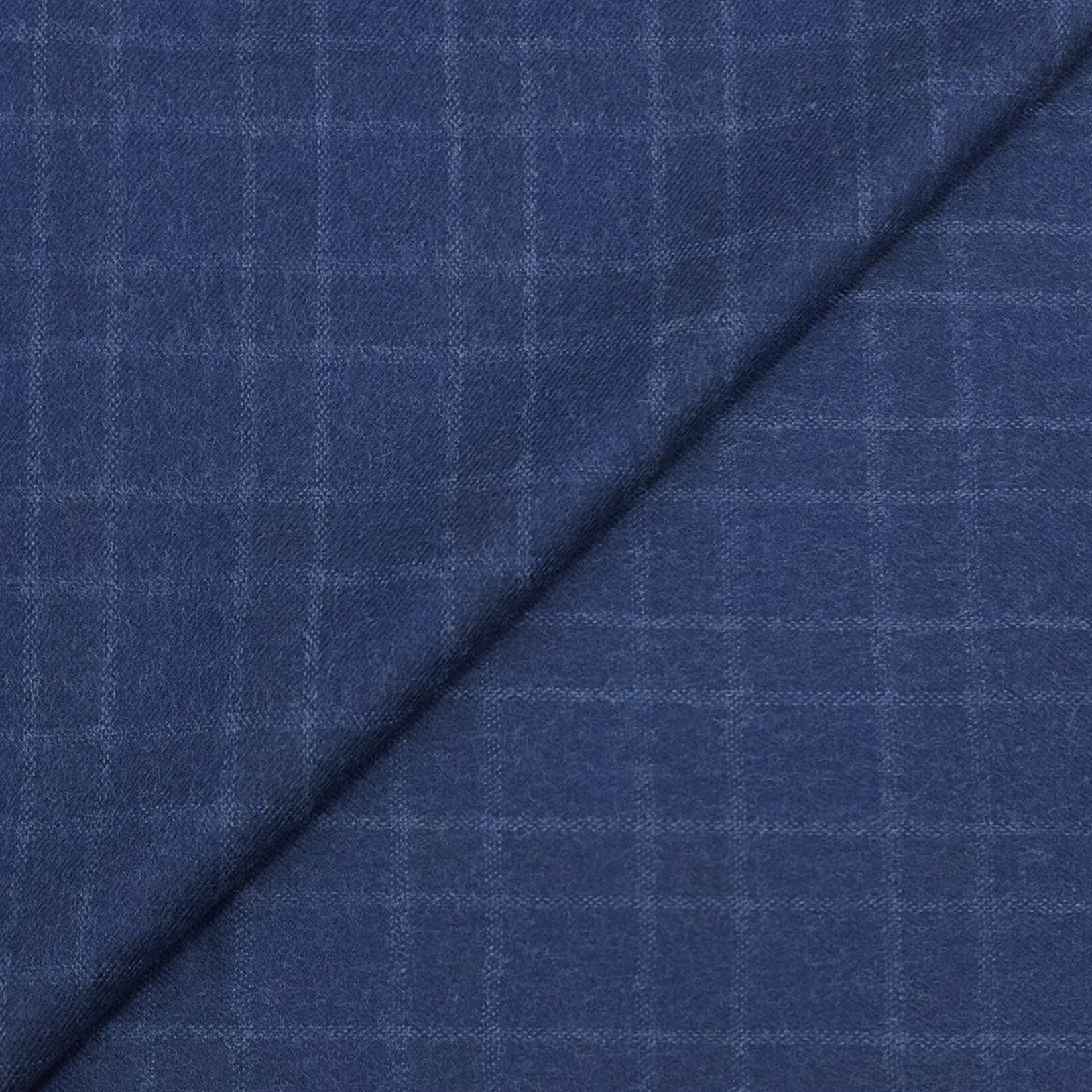 Blazer Fabric OCM fine count 100% Wool Check Tweed Colour Yale Blue